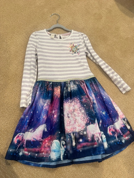 Monsoon Other - Monsoon Lavender & White Sparkle Stripe dress